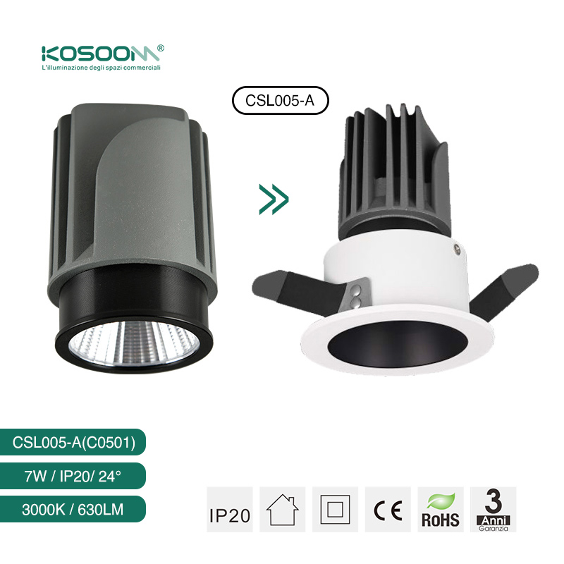 Downlight cu LED încorporat 7W 3000K CSL005-A Negru/Grigio-C0501- Kosoom -  KOSOOM