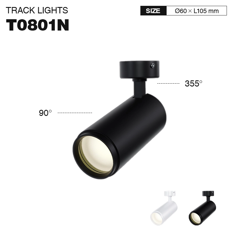 T0801N – 8W 3000K 24˚N/B Ra80 Swart – Track Light Fixture-LED winkelljochten--01