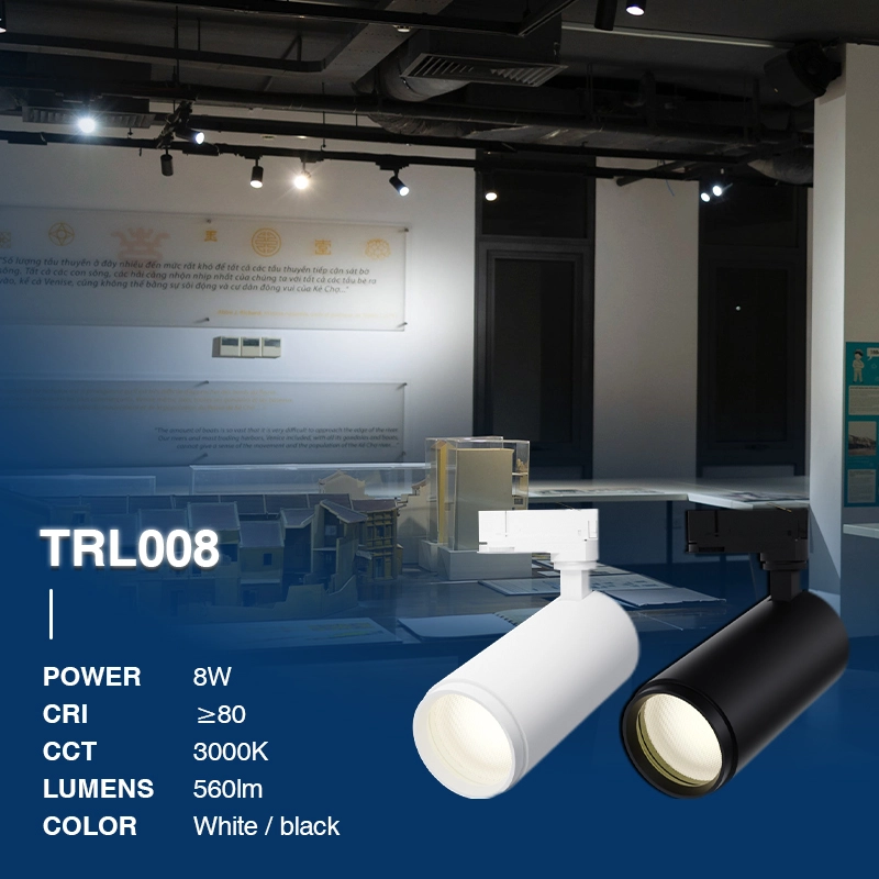 T0801N – 8W 3000K 24˚N/B Ra80 Swart – Track Light Fixture-Gallery Lighting--02