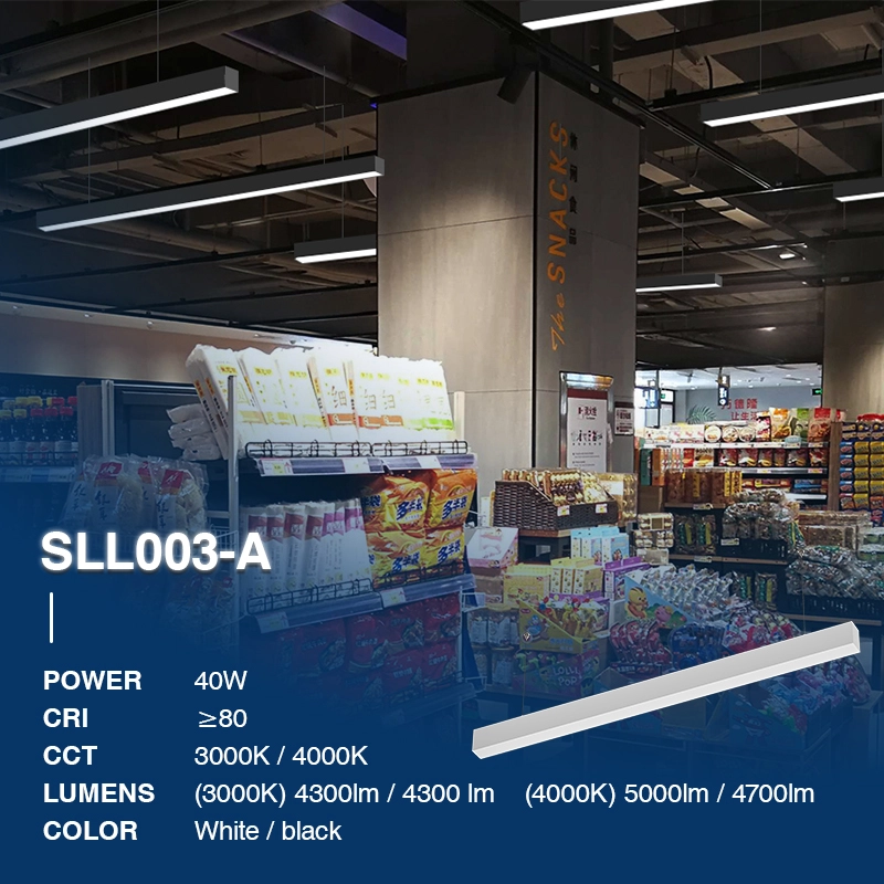 L0201B–40W 3000K 110˚N/B Ra80 Black– Linear Lights-White Linear Pendant Light-SLL003-A-02