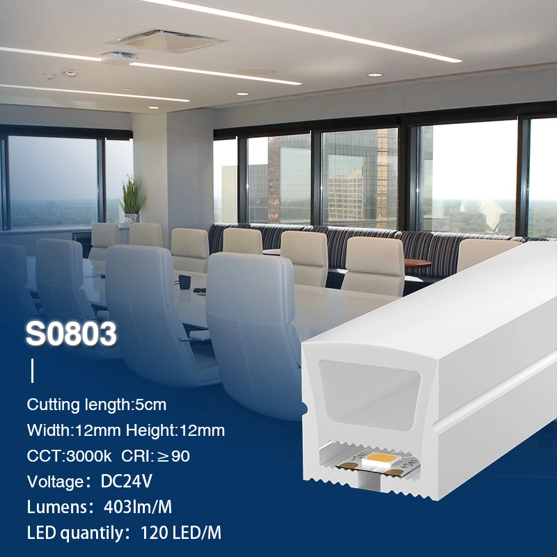 Neon Strip Lights 3000K Ra90 IP65 9.6W/m 120LED/M L50000*W12*H12mm-Langir LED ljósastrimlar--S0803