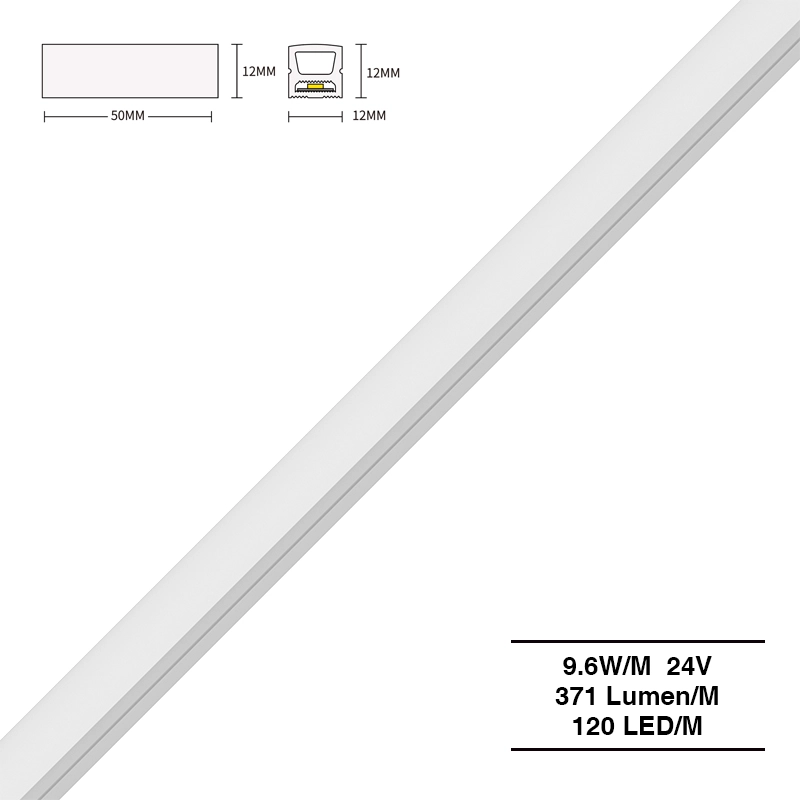 Neon LED Strip 4000K Ra90 IP65 9.6W/m 120LED/M L50000*W12*H12mm-Gólf LED Strip ljós--S0804