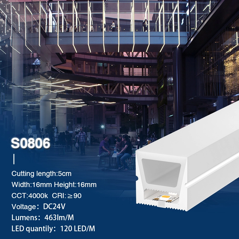 Neon LED Strip ljós 4000K Ra90 IP65 9.6W/m 120LEDs/M L50000*W16*H16mm-2835 LED Strip--S0806