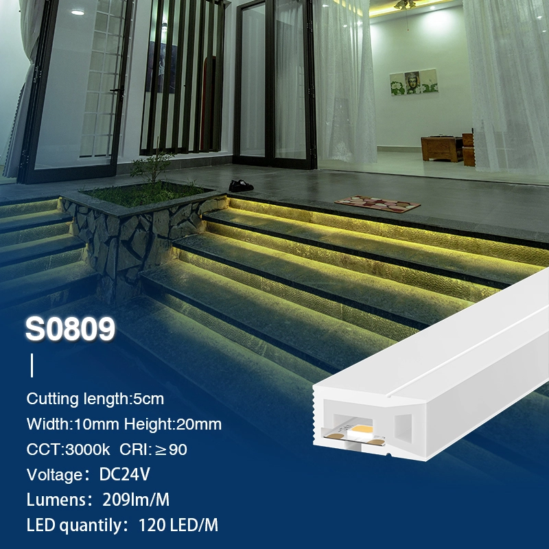 Neon LED ljósastýra 4000K Ra90 IP65 9.6W/m 120LED/M L50000*W10*H20mm-Gólf LED Strip ljós--S0809
