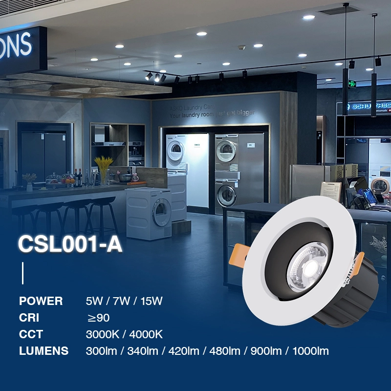埋め込み型LEDスポットライト |ホワイト | 24° | CRI≧90 | UGR≤19 | PF0.9 | 3年保証-埋込型ダウンライト-CSL001-A-02